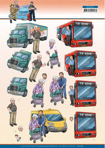 3D Knipvel - Yvonne Creations - Big Guys Professions - Bus Driver