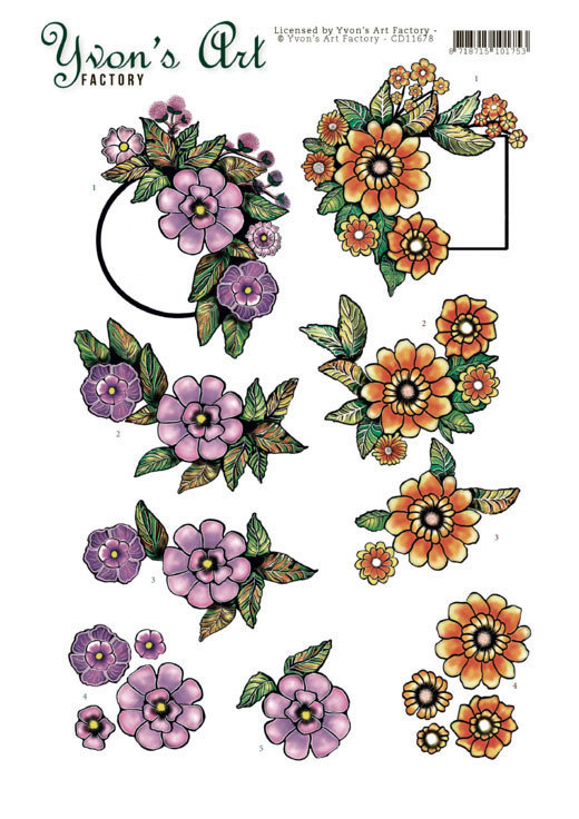 3D Knipvel - Yvon's Art - Label Flowers