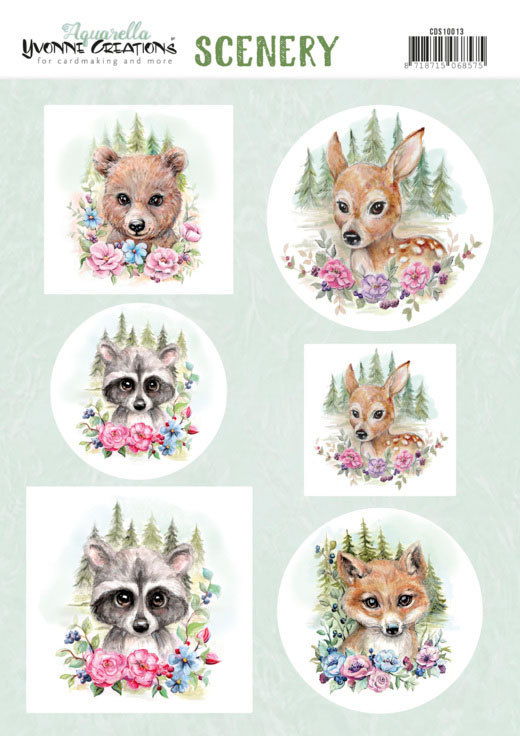 Push Out Scenery - Yvonne Creations - Aquarella - Forest Animals