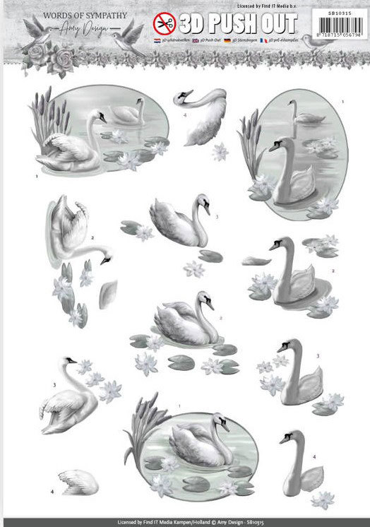 3D Pushout - Amy Design - Words of Sympathy - Sympathy Swans