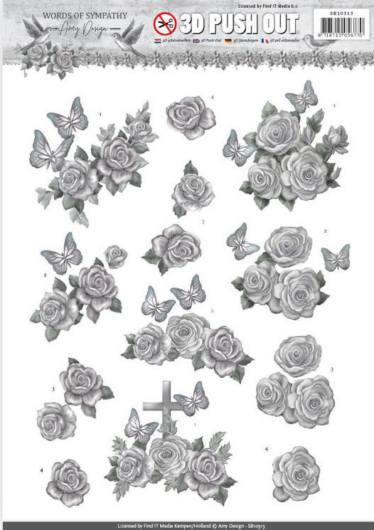 3D Pushout - Amy Design - Words of Sympathy - Sympathy Roses