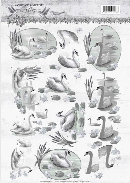 3D knipvel - Amy Design - Words of Sympathy - Sympathy Swans