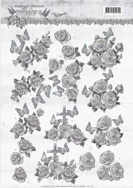 3D knipvel - Amy Design - Words of Sympathy - Sympathy Roses