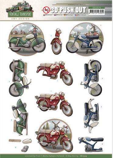 3D Push Out - Amy Design - Vintage Transport - Moped