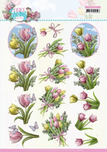 3D Knipvel - Amy Design - Enjoy Spring - Bouquets of Tulips