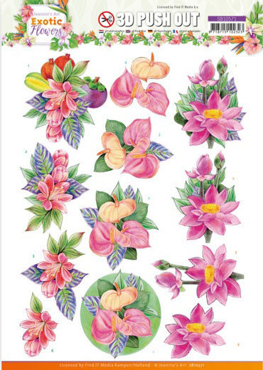 3D Push Out - Jeanine's Art - Exotic Flowers - Pink Flowers