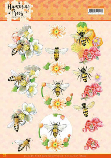 3D Knipvel - Jeanine's Art - Humming Bees - Bee Queen