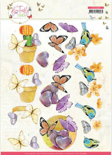 3D Knipvel - Jeanine's Art - Butterfly Touch - Orange Butterfly