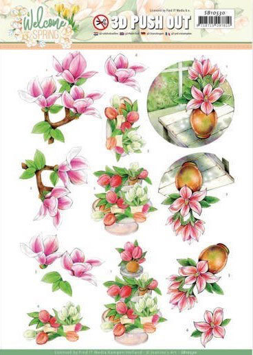 3D Push Out - Jeanine's Art Welcome Spring - Pink Magnolia
