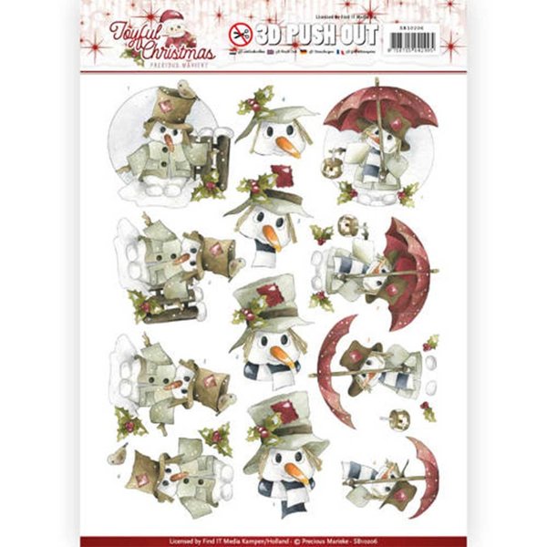 3D Pushout - Precious Marieke - Joyful Christmas - Snowman