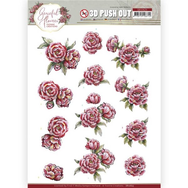 3D Push Out - Yvonne Creations - Graceful Flowers - Pink Roses