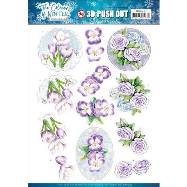 3D Push Out - Jeanine's Art - The colours of winter - Purple winter flowers