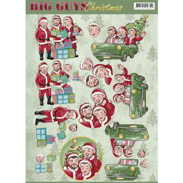 3D Knipvel - Yvonne Creations - Big Guys Christmas - Santa's