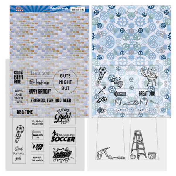 Printed Sheets - Yvonne Creations - Big Guys - 2 Mica en 2 Achterdrond
