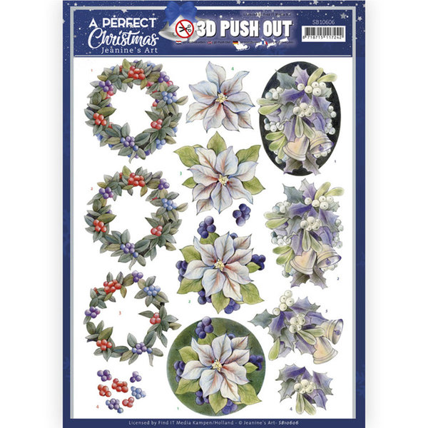3D Push Out - Jeanine's Art - A Perfect Christmas - Purple Christmas Flowers