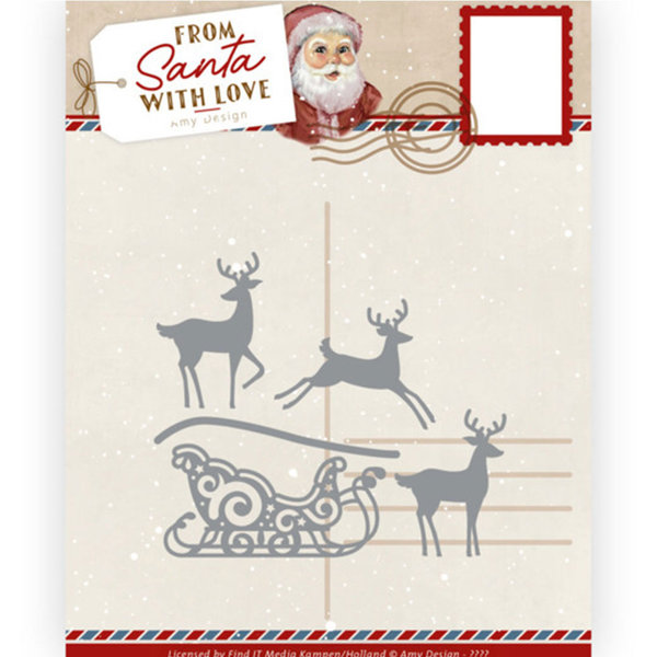 Dies - Amy Design – From Santa with love - Reindeer with Sleigh