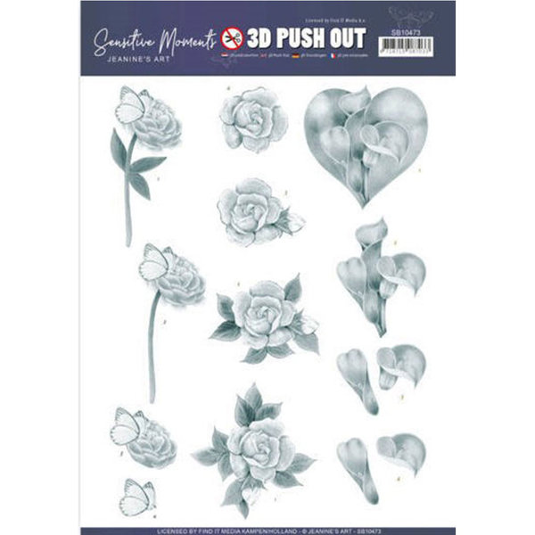 3D Push Out - Jeanine's Art - Sensitive Moments - Grey Calla Lily