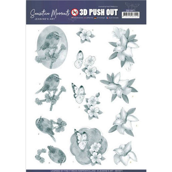 3D Push Out - Jeanine's Art - Sensitive Moments - Grey Lily