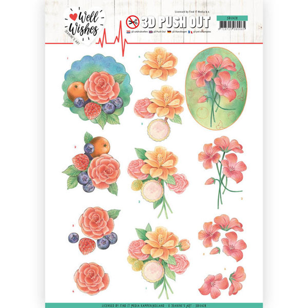 3D Pushout - Jeanine's Art - Well Wishes - A Bunch of Flowers