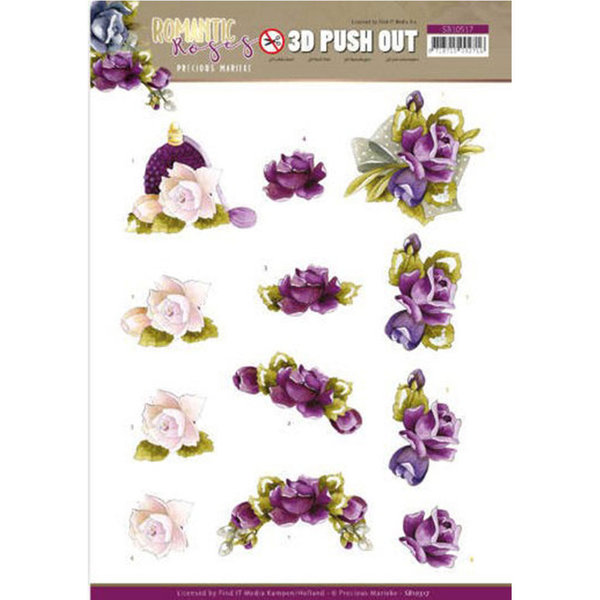 3D Push Out - Precious Marieke - Romantic Roses - Purple Rose