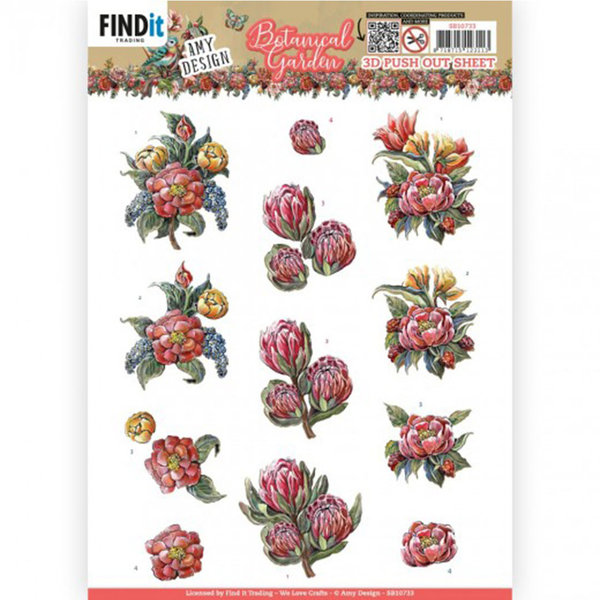 3D Push Out - Amy Design - Botanical Garden - Red Protea