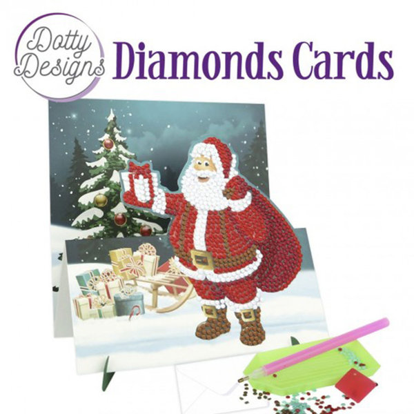 Dotty Designs Diamond Easel Card 140 - Santa with Sledge