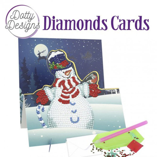 Dotty Designs Diamond Easel Card 134 - Snowman with Bird