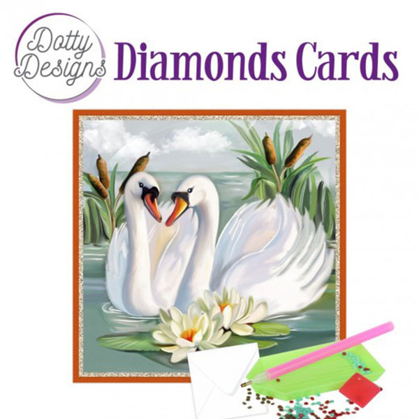 Dotty Designs Diamond Cards - White Swans