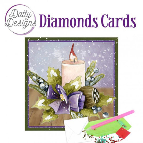 Dotty Designs Diamond Cards - Candle with Purple Bow
