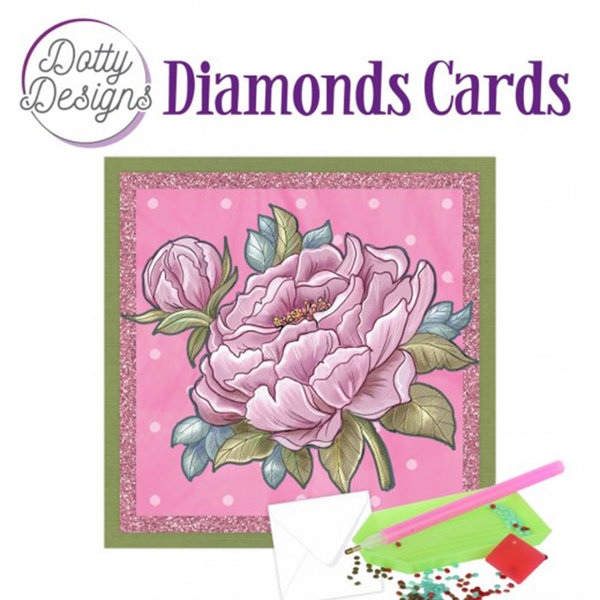 Dotty Designs Diamond Cards - Large Pink Peony