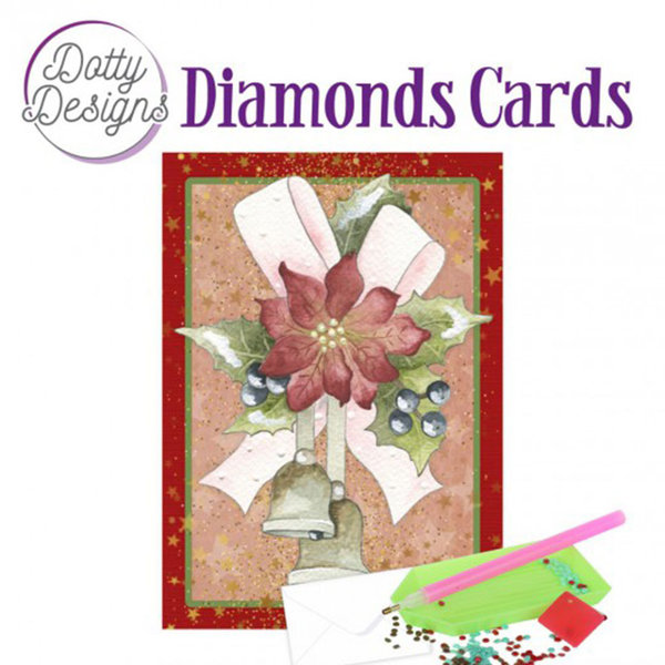Dotty Designs Diamond Cards - Christmas Bells with Red Flower